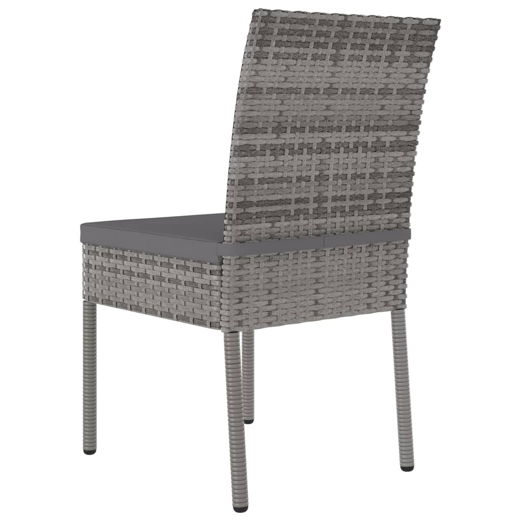 vidaXL Garden Dining Chairs 4 pcs Poly Rattan Grey