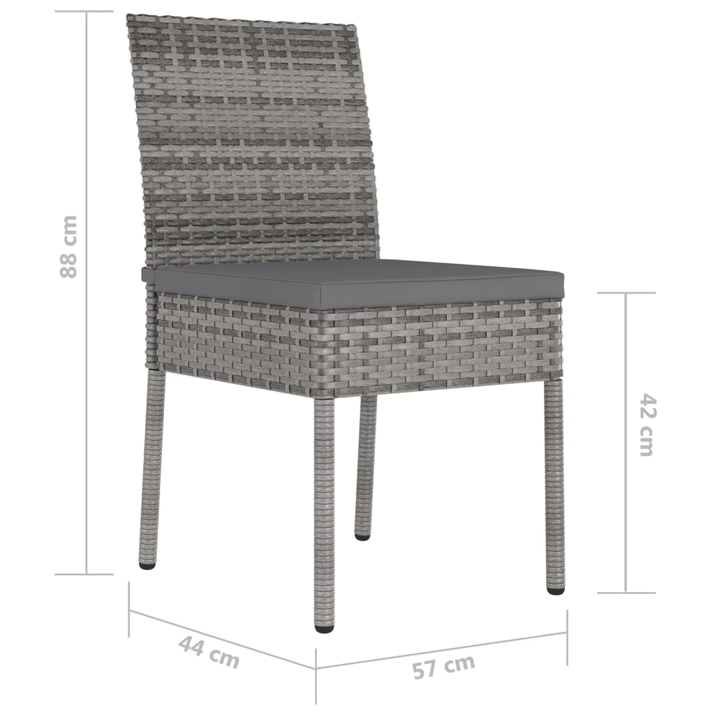 vidaXL Garden Dining Chairs 4 pcs Poly Rattan Grey