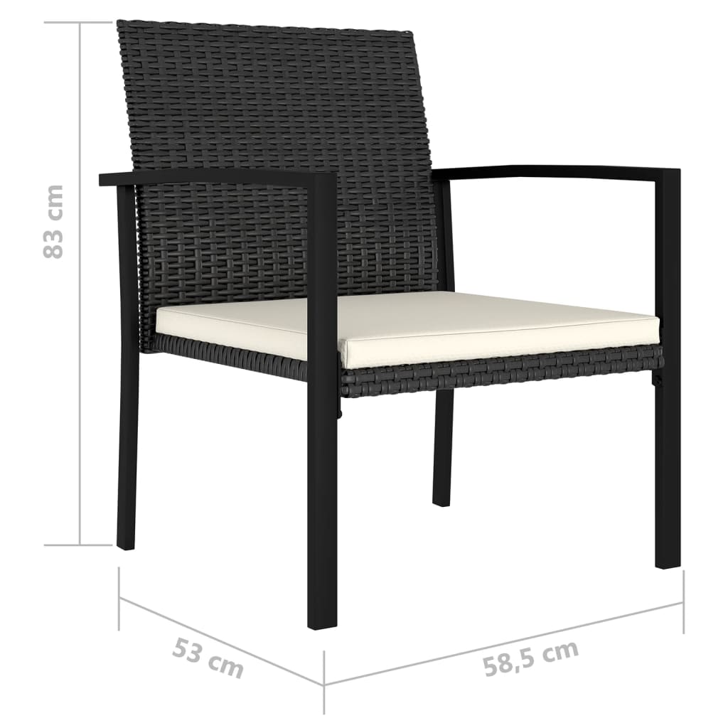 vidaXL Garden Dining Chairs 2 pcs Poly Rattan Black