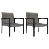 Garden Dining Chairs 2 pcs Poly Rattan Grey