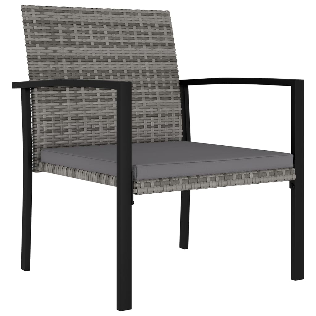 vidaXL Garden Dining Chairs 2 pcs Poly Rattan Grey