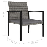 vidaXL Garden Dining Chairs 2 pcs Poly Rattan Grey