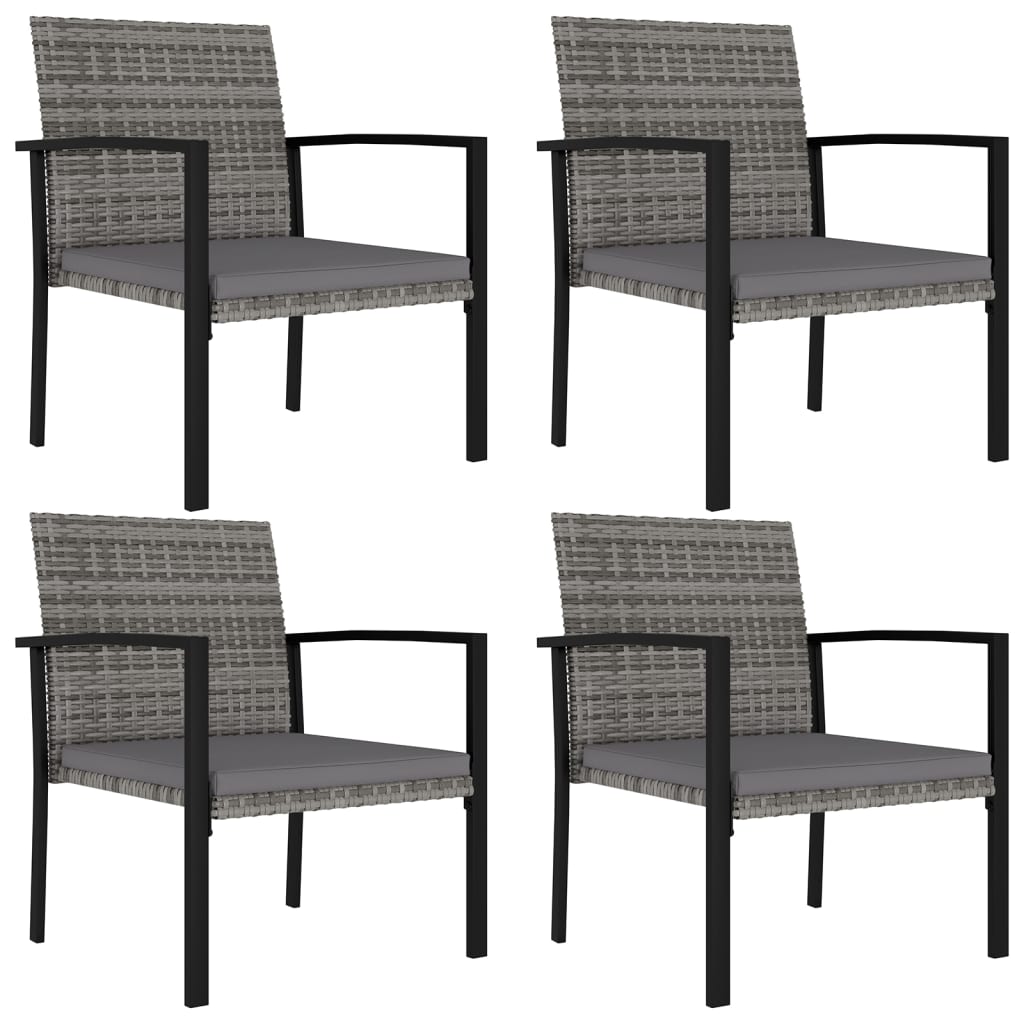 vidaXL Garden Dining Chairs 4 pcs Poly Rattan Grey