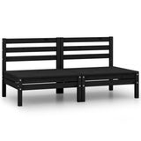 Garden 2-Seater Sofa Black Solid Pinewood