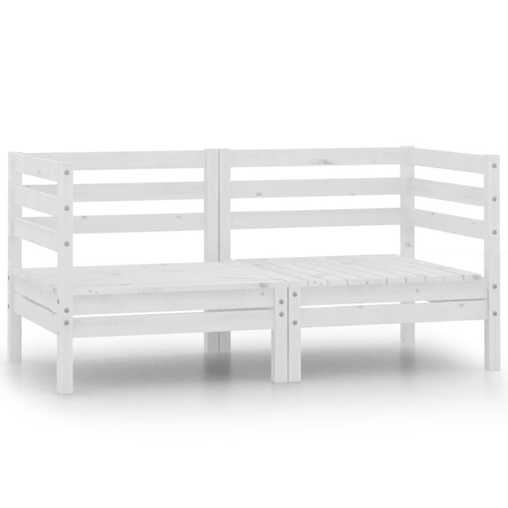 Garden 2-Seater Sofa White Solid Pinewood