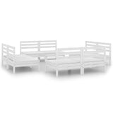 8 Piece Garden Lounge Set White Solid Pinewood