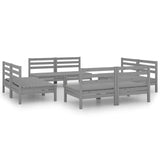 8 Piece Garden Lounge Set Grey Solid Pinewood