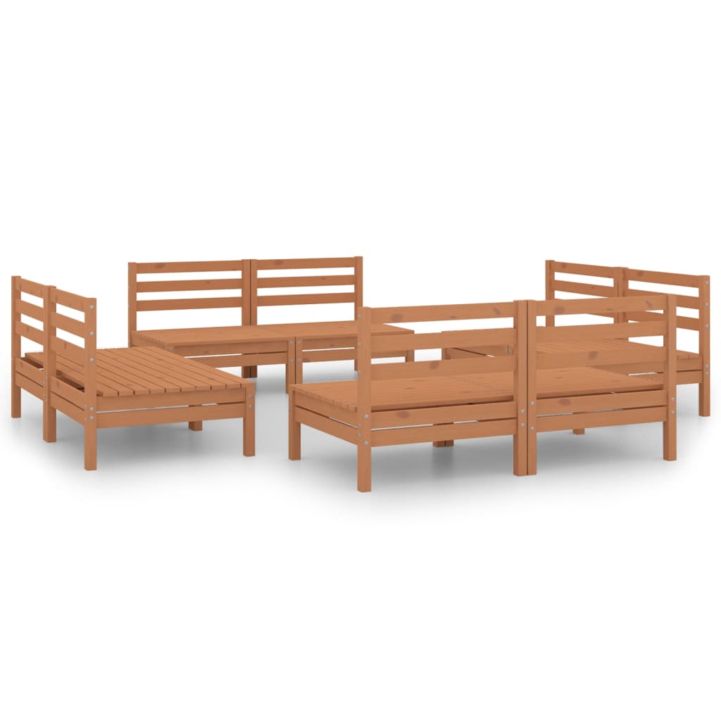 8 Piece Garden Lounge Set Honey Brown Solid Pinewood