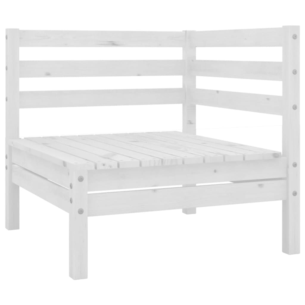 8 Piece Garden Lounge Set White Solid Pinewood