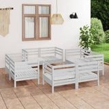 8 Piece Garden Lounge Set White Solid Pinewood