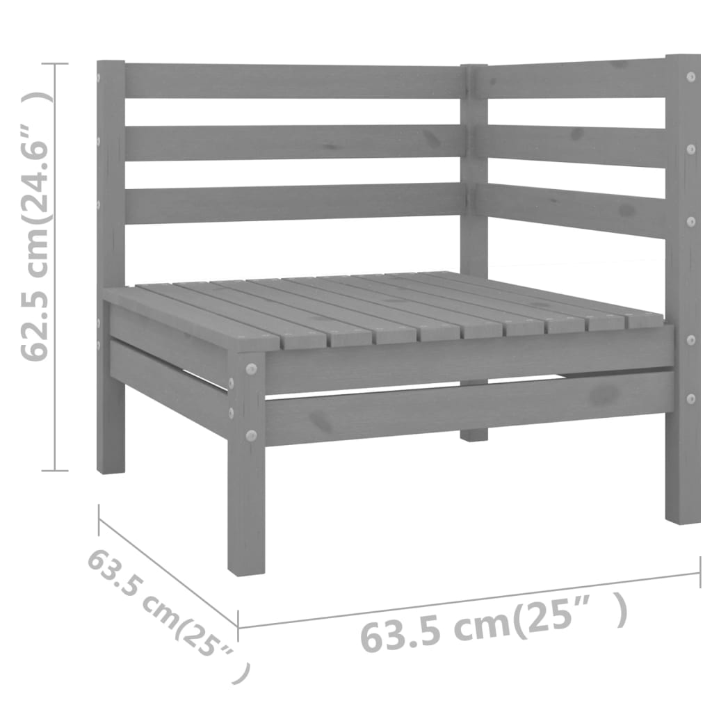 8 Piece Garden Lounge Set Grey Solid Pinewood