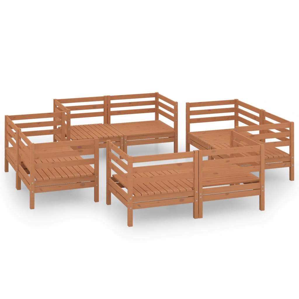 8 Piece Garden Lounge Set Honey Brown Solid Pinewood