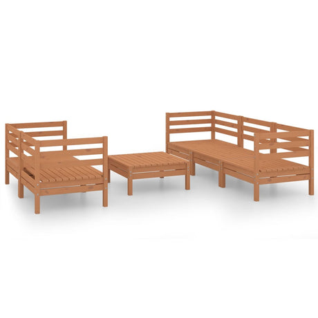 6 Piece Garden Lounge Set Honey Brown Solid Pinewood