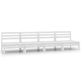 4 Piece Garden Lounge Set White Solid Pinewood