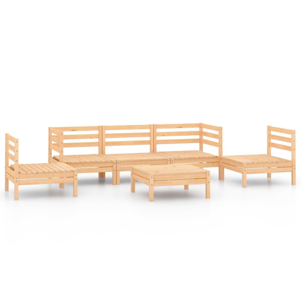 6 Piece Garden Lounge Set Solid Pinewood