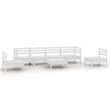 7 Piece Garden Lounge Set White Solid Pinewood