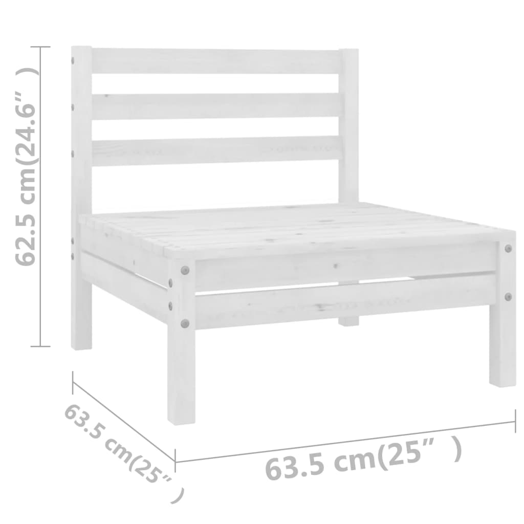 7 Piece Garden Lounge Set White Solid Pinewood