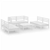 7 Piece Garden Lounge Set White Solid Pinewood