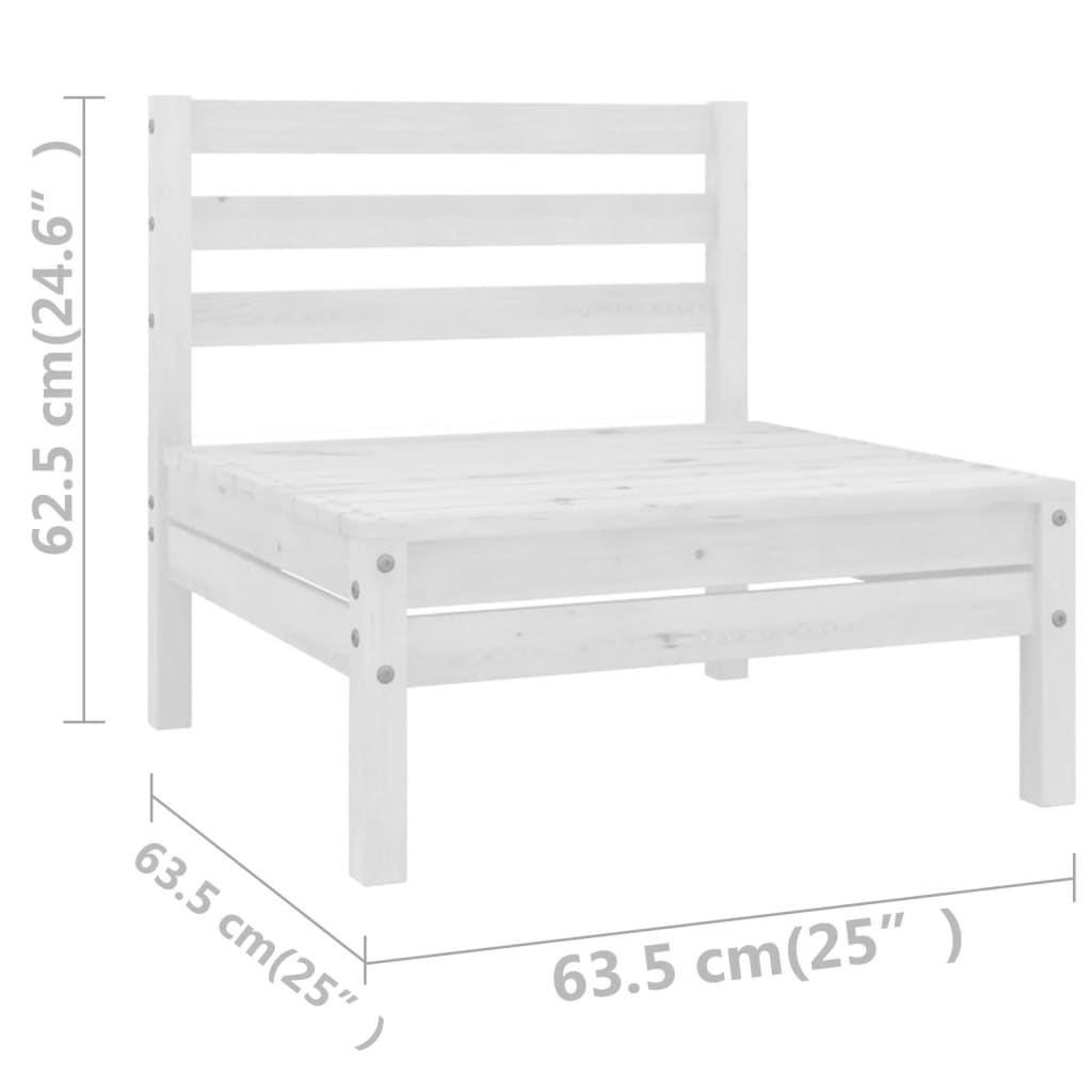 7 Piece Garden Lounge Set White Solid Pinewood