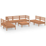 8 Piece Garden Lounge Set Honey Brown Solid Pinewood