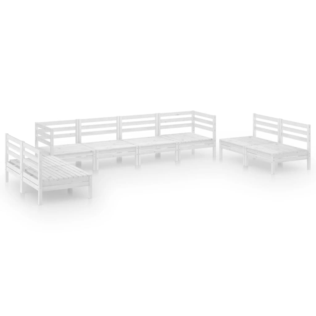 8 Piece Garden Lounge Set White Solid Pinewood