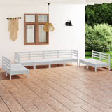 8 Piece Garden Lounge Set White Solid Pinewood