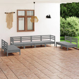 8 Piece Garden Lounge Set Grey Solid Pinewood