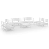 9 Piece Garden Lounge Set White Solid Pinewood