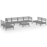 9 Piece Garden Lounge Set Grey Solid Pinewood