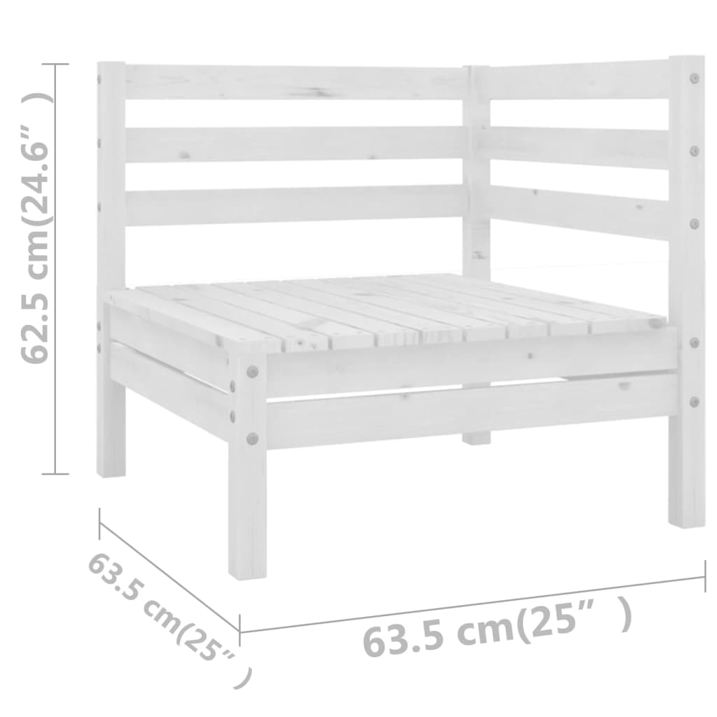 6 Piece Garden Lounge Set White Solid Pinewood