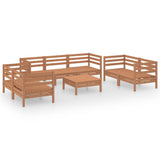 8 Piece Garden Lounge Set Honey Brown Solid Pinewood