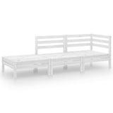 3 Piece Garden Lounge Set White Solid Pinewood