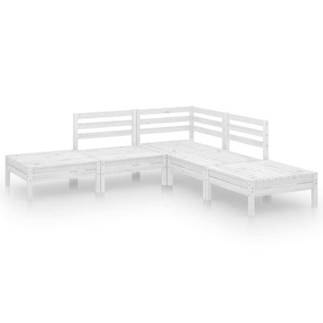 5 Piece Garden Lounge Set Solid Pinewood White