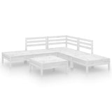6 Piece Garden Lounge Set Solid Pinewood White