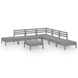 8 Piece Garden Lounge Set Solid Pinewood Grey