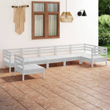 7 Piece Garden Lounge Set Solid Pinewood White