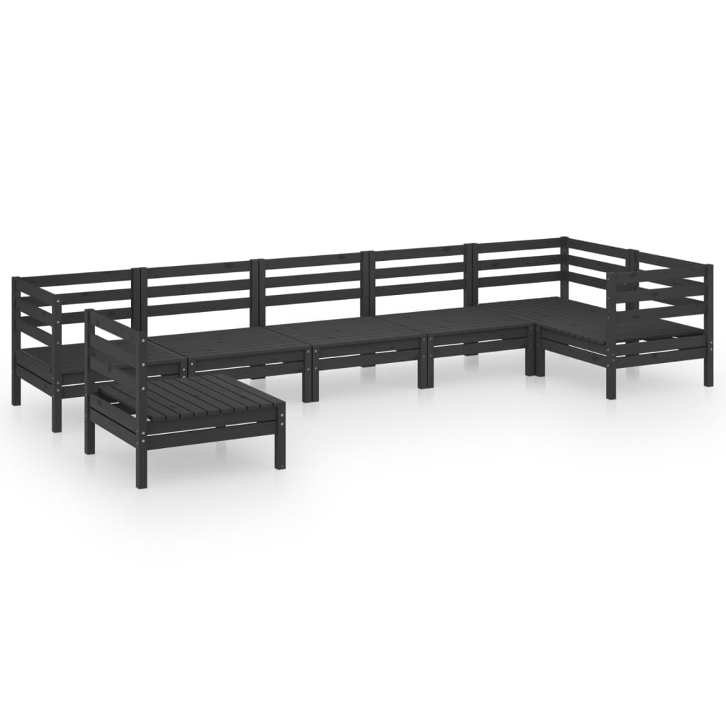 7 Piece Garden Lounge Set Solid Pinewood Black