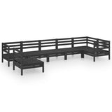 7 Piece Garden Lounge Set Solid Pinewood Black