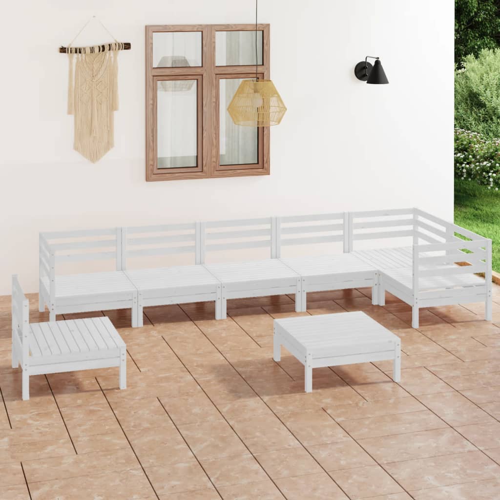 8 Piece Garden Lounge Set Solid Pinewood White