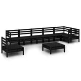 8 Piece Garden Lounge Set Solid Pinewood Black