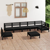 8 Piece Garden Lounge Set Solid Pinewood Black