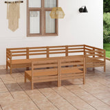 7 Piece Garden Lounge Set Solid Pinewood Honey Brown