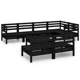 8 Piece Garden Lounge Set Solid Pinewood Black