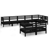 9 Piece Garden Lounge Set Solid Wood Pine Black