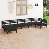 7 Piece Garden Lounge Set Solid Wood Pine Black