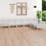 7 Piece Garden Lounge Set Solid Wood Pine White