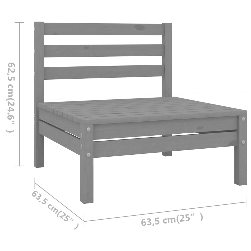 7 Piece Garden Lounge Set Solid Wood Pine Grey