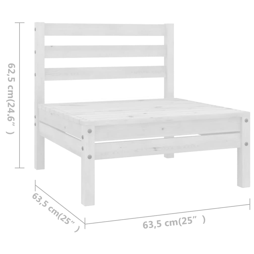 8 Piece Garden Lounge Set Solid Wood Pine White