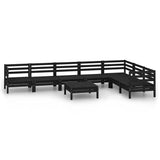 8 Piece Garden Lounge Set Solid Wood Pine Black