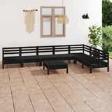 8 Piece Garden Lounge Set Solid Wood Pine Black